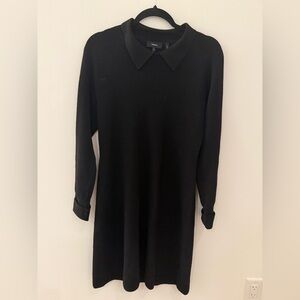 Theory Black Collared Long Sleeve Dress